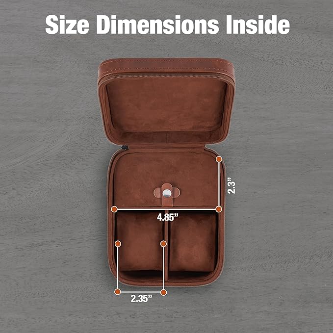 Awesometik 2 Slot Luxury Travel Faux Leather Watch Case. Watch Storage Organizer. Watch Display & Watch Holder. Perfect For Watch Collection. Ready to Gift for Men (2 Slot Watch Case)