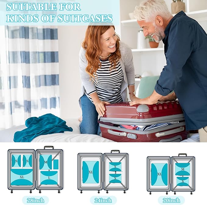 8 Set Compression Packing Cubes for Travel, Packing Cubes Compression Travel Accessories Expandable Packing Organizers for Carry on Luggage Suitcase (Gray)