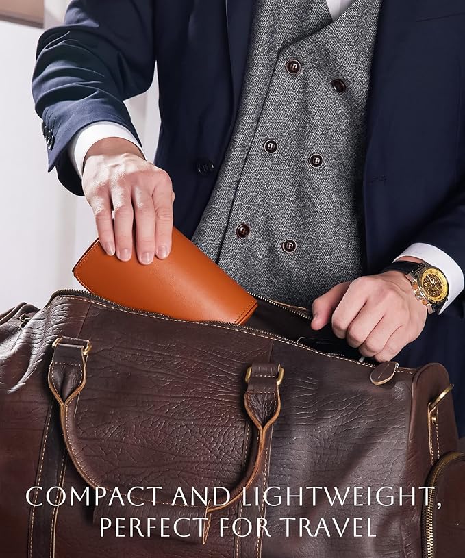 Homde Travel Watch Box Leather: Traveling Case for Men - Luxury Watch Roll for Wristwatch on the Go (brown, M)