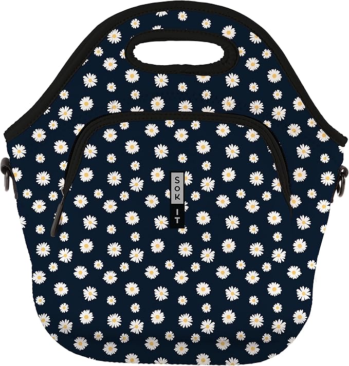Sok It LunchTote Zippered Bag Insulated Neoprene Caddy (Daisy Chain, X-Large 6.5 Quart Lunch Tote)