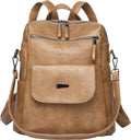 PU Leather Backpack Purse for Women Fashion Multipurpose Design Handbag Ladies Shoulder Bags Travel Backpack Camel