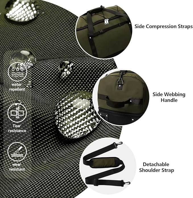 Rolling Duffle Bag with Wheels,110L/140L Expandable Soft-Sided Foldable Duffle Bag with 2 Rubber Wheels,Packable 32” Rolling Carry-On with Multi-Pockets & Compartments (Green)