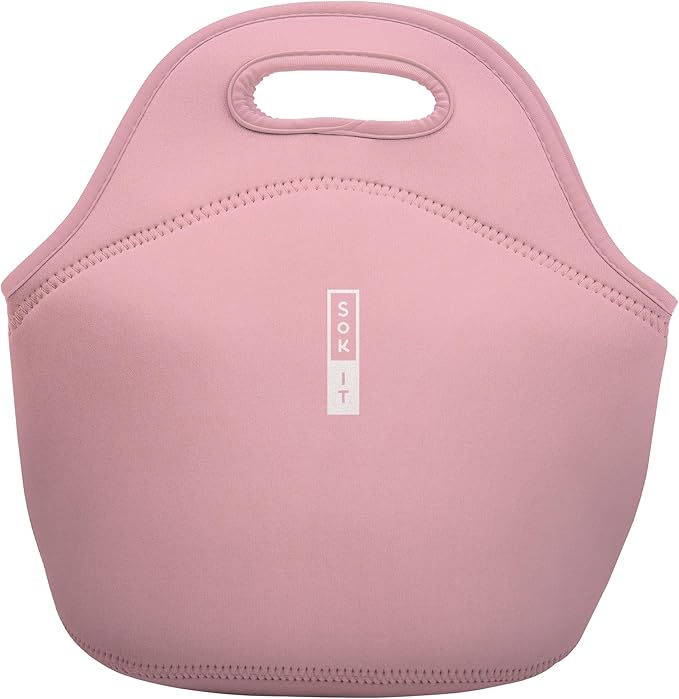 Sok It LunchTote Zippered Bag Insulated Neoprene Caddy (Millennial Pink, Large 4.5 Quart Lunch Tote)