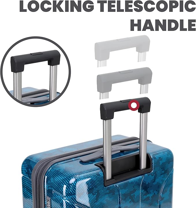Spyder Matrix 3 Piece Luggage Set with 360° Spinner Wheels, TSA Approved Lock, (20 Inch Carry On, 25 Inch Medium Luggage, 29 Inch Large Checked), Blue