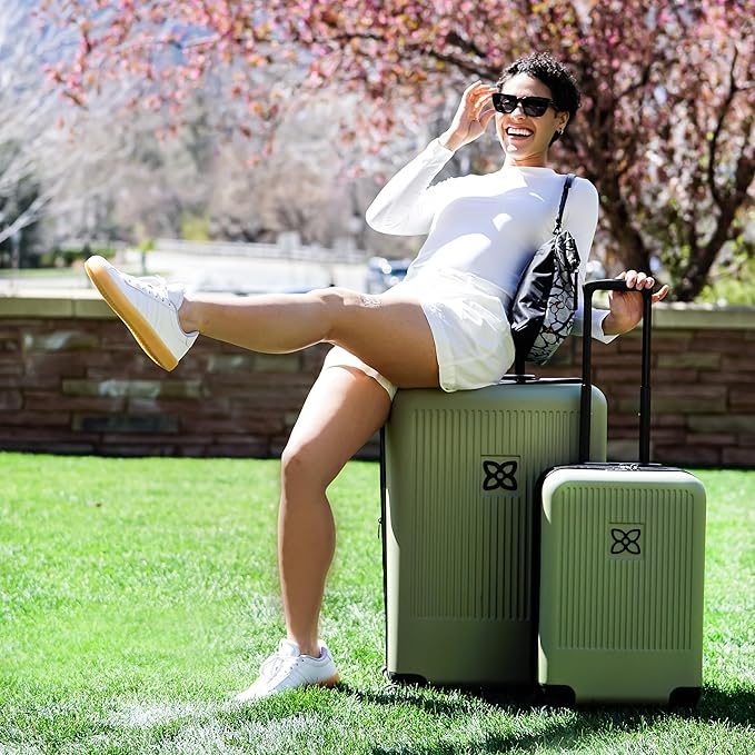 Sherpani Meridian, 29 Inch Travel Hardside Luggage, Durable Hardshell Luggage, Expandable Suitcase with 4 Double Spinner Wheels, Checked Luggage for Women (Sage)