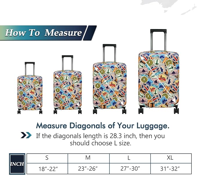 HYPER VENTURE Washable Luggage Cover - Fashion Suitcase Protector Fits 23-26 Inch Luggage (World Voyage, M)