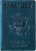 BIAOTIE Premium Leather Passport Holder Covers, Rfid Travel Wallet Passport Document Holder, Travel Essentials Wallet Cover Case for Men and Women (Blue)