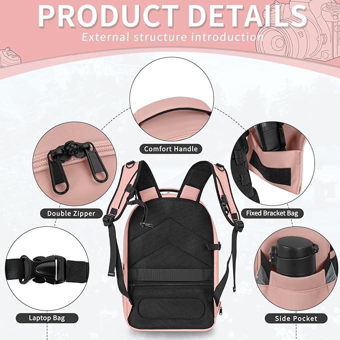 TORIBIO Camera Backpack, Hardshell DSLR Photography Camera Bag, Waterproof Hard Shell Camera Case with Tripod Holder & 15.6" Laptop Compartment Compatible with Canon/Nikon/Sony/DJI Mavic Drone