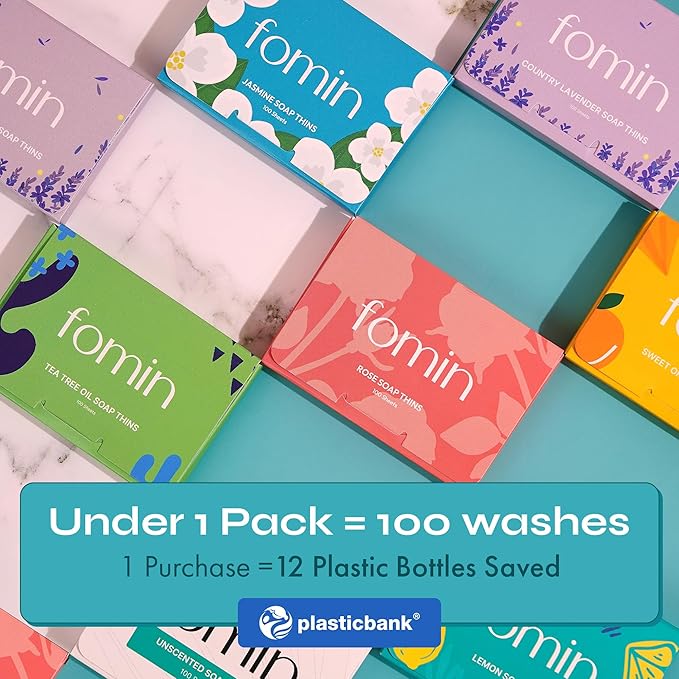 FOMIN - Antibacterial Paper Soap Sheets for Hand Washing - (300 Sheets) Lavender Portable Travel Soap Sheets, Dissolvable Camping Mini Soap, Portable Hand Soap sheet