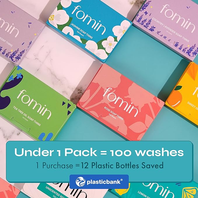 FOMIN - Antibacterial Paper Soap Sheets for Hand Washing - (300 Sheets) Orange, Tea Tree, Lavender Portable Travel Soap Sheets, Dissolvable Camping Mini Soap, Portable Hand Soap Sheet