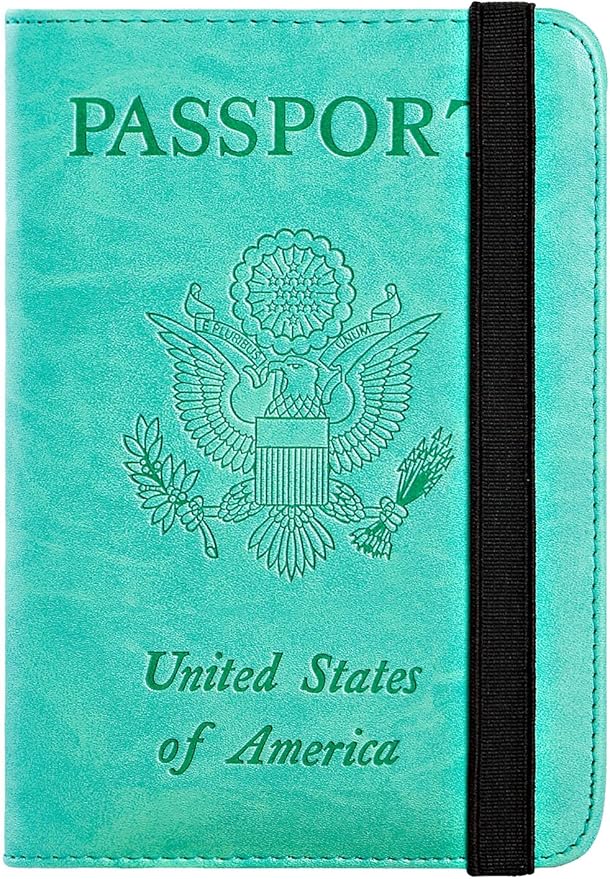 Passport Holder Cover Wallet Travel Essentials RFID Blocking Leather Card Case International Must Haves Travel Accessories for Women Men(101#Green)