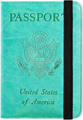 Passport Holder Cover Wallet Travel Essentials RFID Blocking Leather Card Case International Must Haves Travel Accessories for Women Men(101#Green)