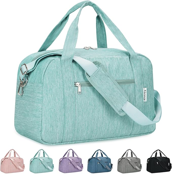 Narwey 18" Carry on Bag Underseat for Airplane with Wet Pocket Spirit Airlines Personal Item Bag Travel Duffel Bag Small Gym Bag Weekender Overnight for Women and Men (Mint Green)