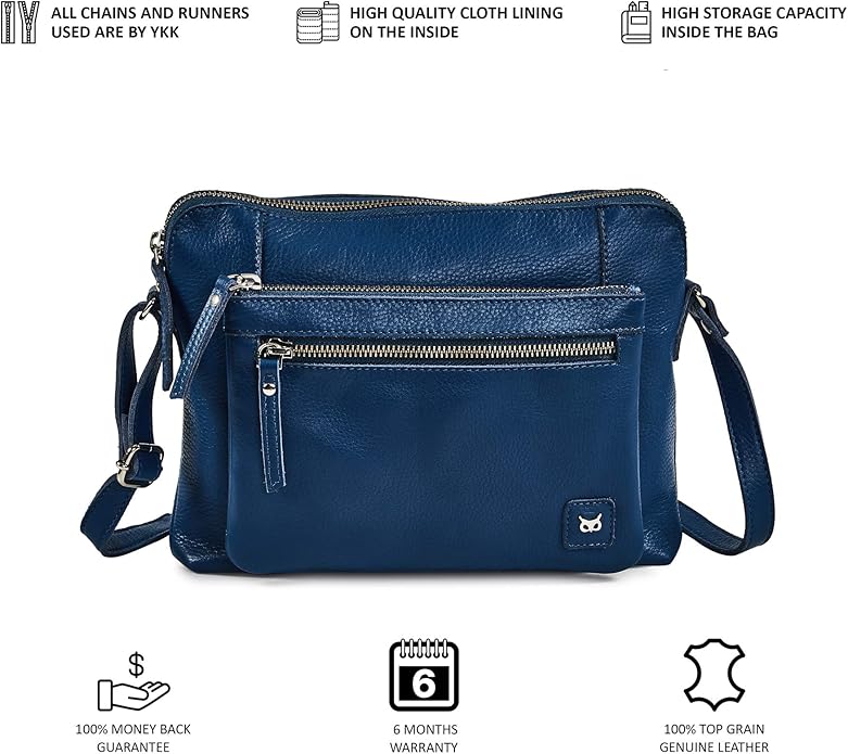 Wise Owl Accessories Small Soft Pebbled Real Leather Crossbody Handbags Purses Sling Crossover Shoulder Bag