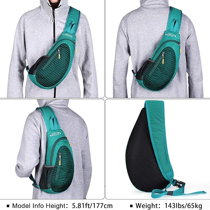 G4Free Sling Bag for Men Women, Small Crossbody Backpack Lightweight Chest Shoulder Bags for Travel, Outdoor and Sports (Mint Green)