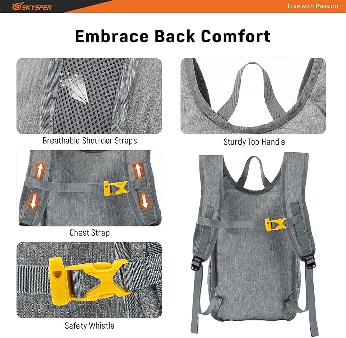 SKYSPER 15L/20L Foldable Hiking Backpack Lightweight Packable Travel Daypack with Chest Strap Small Folding Pack for Walking