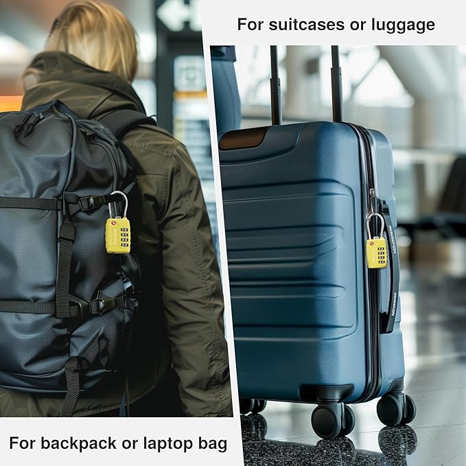Puroma 2 Pack TSA Approved Luggage Lock, 4 Digit Combination Travel Locks Resettable Code Lock with Zinc Alloy Body for Suitcase, Toolbox, Backpack, Bag, Gym Locker (Yellow)