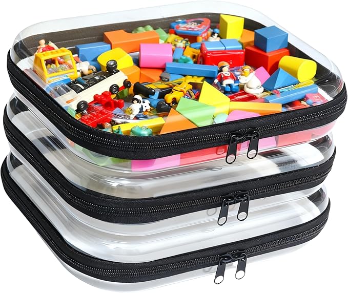3PCS Zippered Transparent Cases for Snacks,Portable Waterproof Cosmetic Bag with Zipper,Clear Hard Shell Zipper Case for Cosmetic Storage, Putting Snacks, Pencil Case