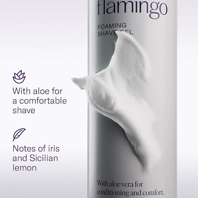 Flamingo Shaving Razor Set for Women - Original Razor Handle, 2 Blade Refills, Foaming Shaving Gel, and Shower Holder - Sage