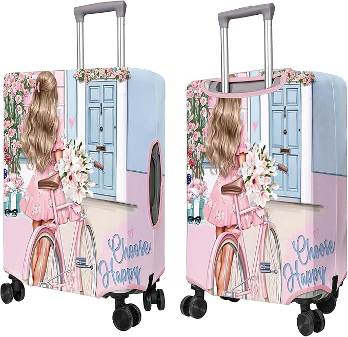 Travel Luggage Cover Suitcase Protector Fits 18-32 Inch Wheel Covers PatternedTravel Related Items Flower Luggage Protector Elastic M