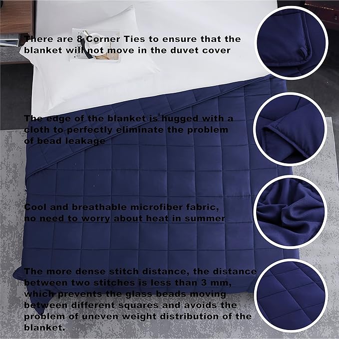 L'AGRATY Weighted Blanket - 60"x80" 22lbs Cooling Breathable Heavy Blanket Microfiber Material with Glass Beads Big Blanket for Adult All-season Summer Fall Winter Soft Thick Comfort Blanket