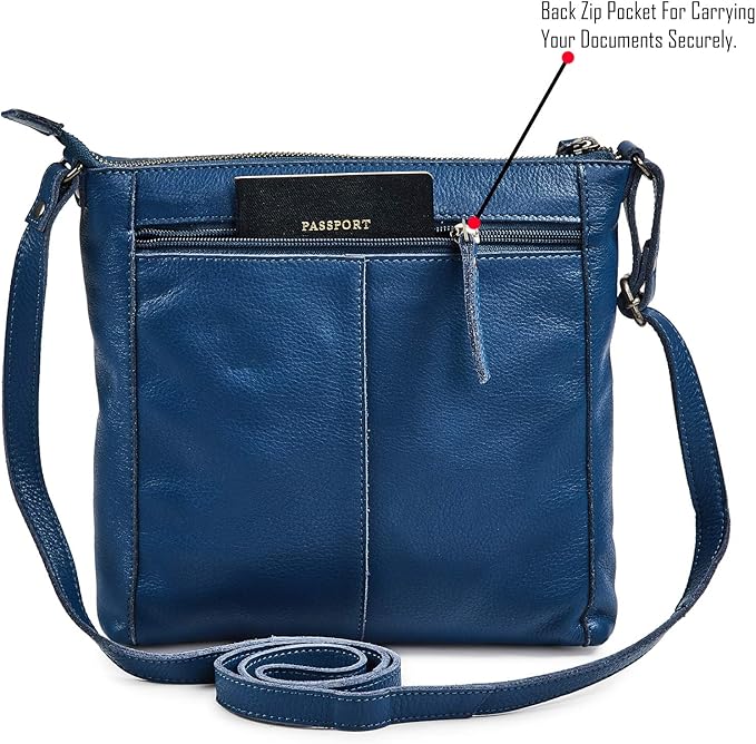 Small Soft Genuine Leather Crossbody Purse Women’s Sling Crossover Shoulder Travel Handbag with Triple Zipper