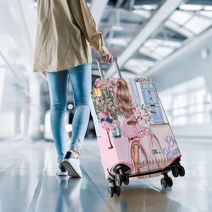Travel Luggage Cover Suitcase Protector Fits 18-32 Inch Wheel Covers PatternedTravel Related Items Flower Luggage Protector Elastic XL