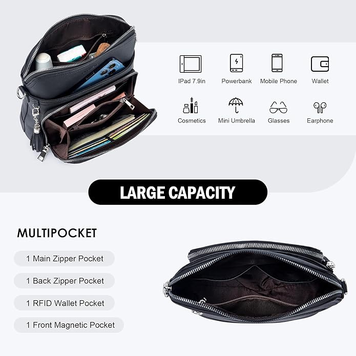 Crossbody Purse for Women,Lightweight Medium Crossbody Bag Soft Leather Women's Shoulder Handbags with Tassel