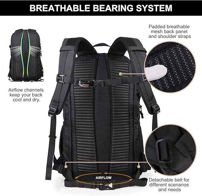 MOUNTAINTOP Hiking Backpack,30L Camping Backpack, Men Women Hiking Daypack Lightweight Travel Backpack for Camping Climbing Skiing Cycling