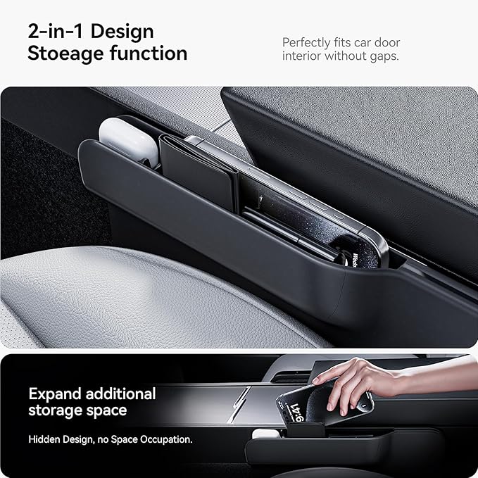 YONZEE 2-in-1 Car Steering Wheel Desk Tray & Car Seat Gap Filler Organizer – Foldable Carbon Fiber Look Table for Laptop, Eating, Writing – Universal Fit for Most Vehicles Orange