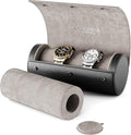 Watch Roll Travel Case for 2 Watches | Hidden Jewelry Storage Compartment, Genuine Leather Watch Roll with Dust Bags & Cleaning Cloth | Fits Men's Wrist Watches & Smartwatches