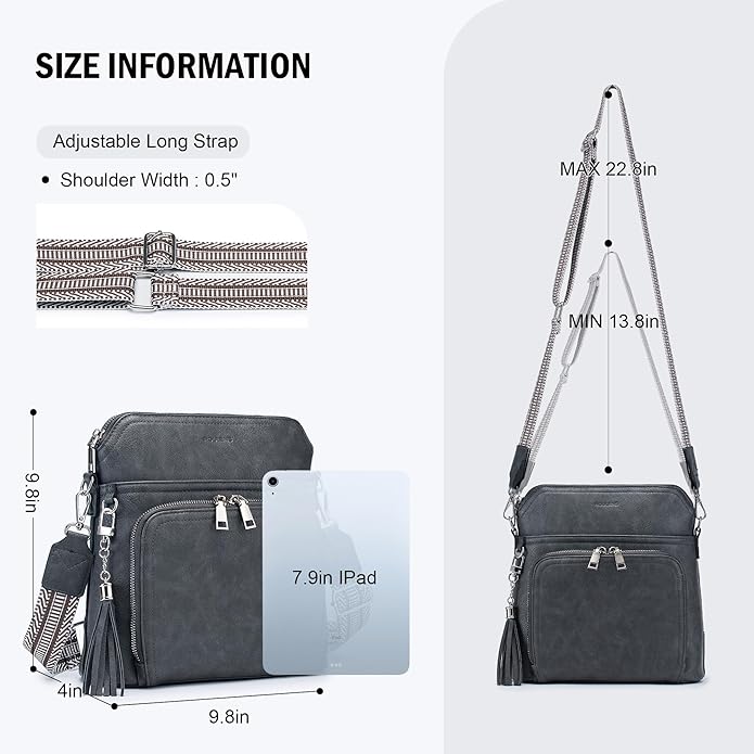 Crossbody Purse for Women,Lightweight Medium Crossbody Bag Soft Leather Women's Shoulder Handbags with Tassel