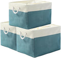 TheWarmHome Storage Bin for Shelves - Extra Jumbo 3 Pack 20.5L×15.7W×13.8H Storage Basket for Organizing, Fabrin Storage cubes with Drawstring Cover for Living Room Bedroom Decor Closet（White & Green