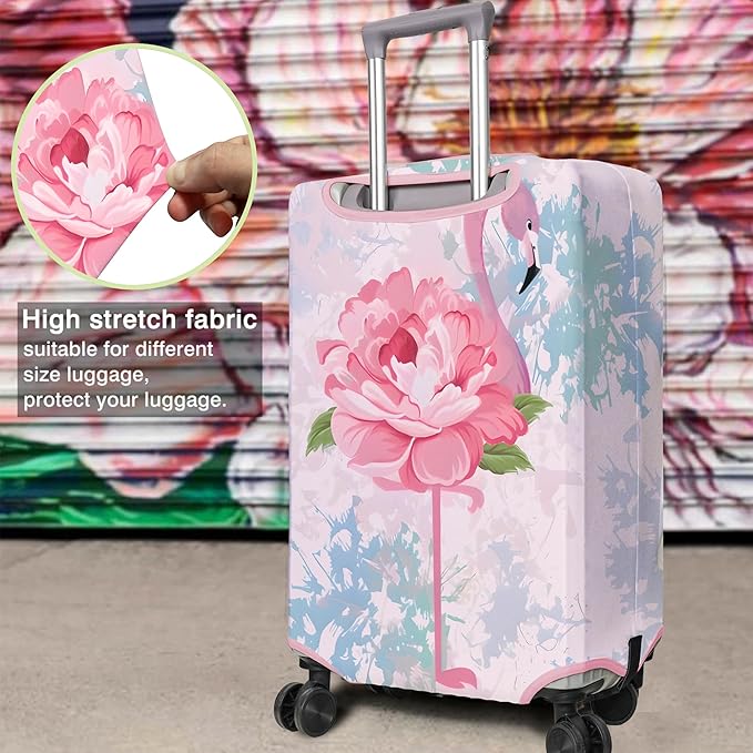 Travel Luggage Cover Suitcase Protector Fits 18-32 Inch Wheel Covers PatternedTravel Related Items Flower Luggage Protector Elastic S
