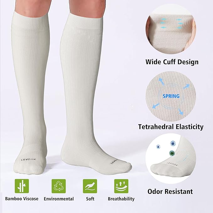 LEVSOX Compression Socks for Pregnant Women 20-30 mmHg Knee High Cute Funny Mens Supports Socks for Nurses, Medical, Travel