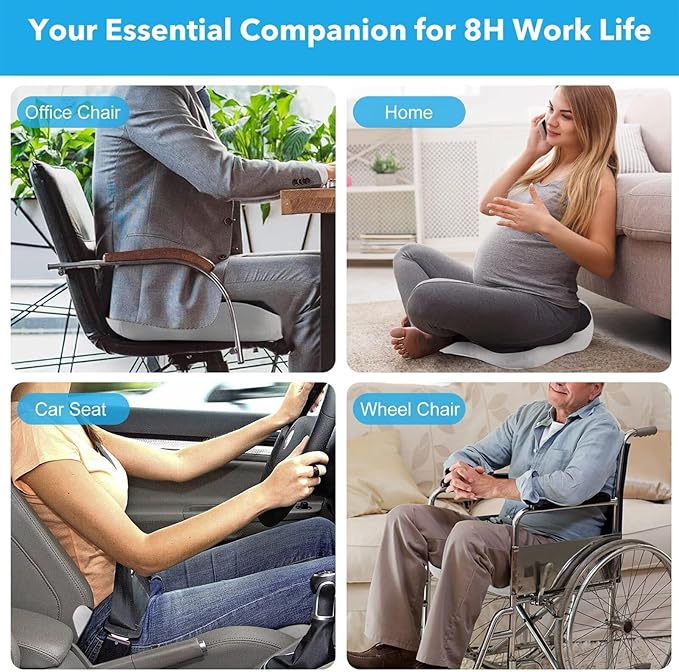 Seat Cushion,Office Chair Memory Cushion, Ergonomic Design, Relieve Sciatica and Long-Term Sitting Pain, Suitable for desks, Car Seats, Games, Wheelchairs