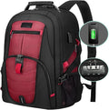 LOVEVOOK Travel Laptop Backpack Waterproof Anti Theft Backpack with Lock and USB Charging Port Large 17-17.3 Inch Computer Business Backpack for Women Men Red