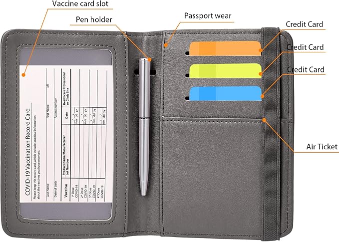 ZOPPEN Passport Holder Wallet, Passport Cover Travel Wallet Women Travel Essentials Accessories Document Organizer Travel Must Haves Rfid Blocking Cover Case for Women and Men, Grey
