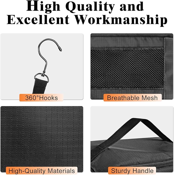 Hanging Travel Organizer, Carry-on Luggage Suitcase Organizer, Portable Shelves Packing Cube for Cruise Essentials, Small, Black