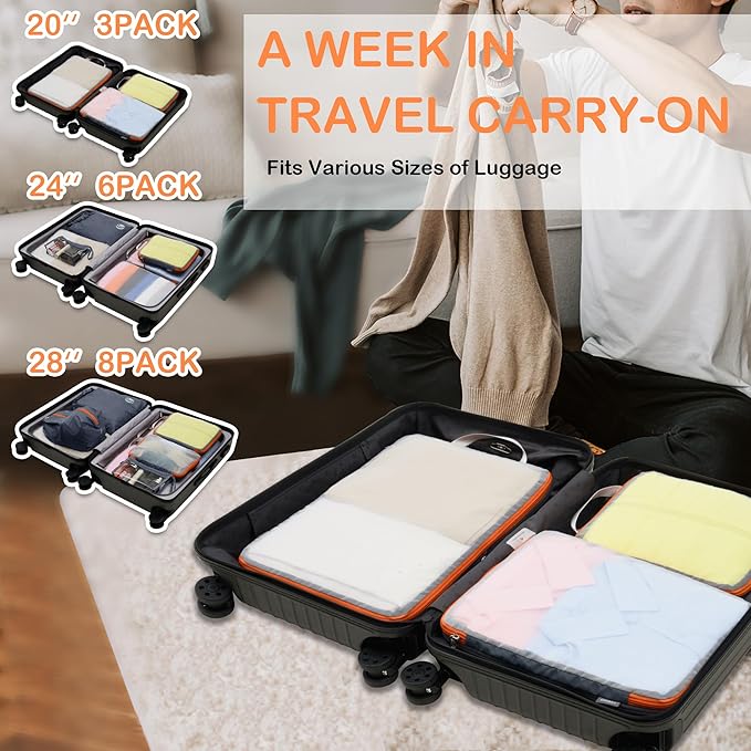 Cipway Mesh Compression Packing Cubes, Ultralight See Through Luggage Organizer Bags, Travel Essentials for Carry on Suitcase （3Pcs,Grey）