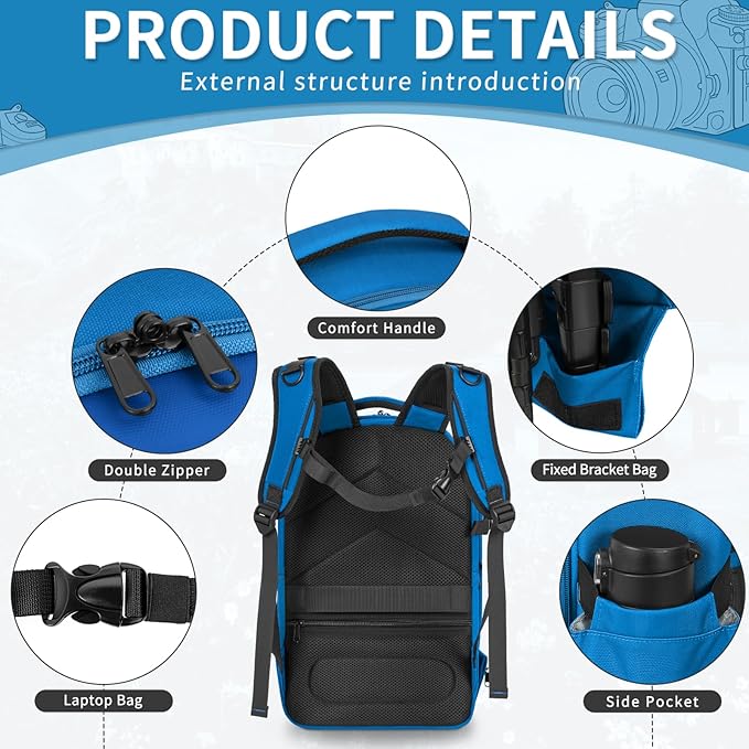 TORIBIO Camera Backpack, Hardshell DSLR Photography Camera Bag, Waterproof Hard Shell Camera Case with Tripod Holder & 15.6" Laptop Compartment Compatible with Canon/Nikon/Sony/DJI Mavic Drone