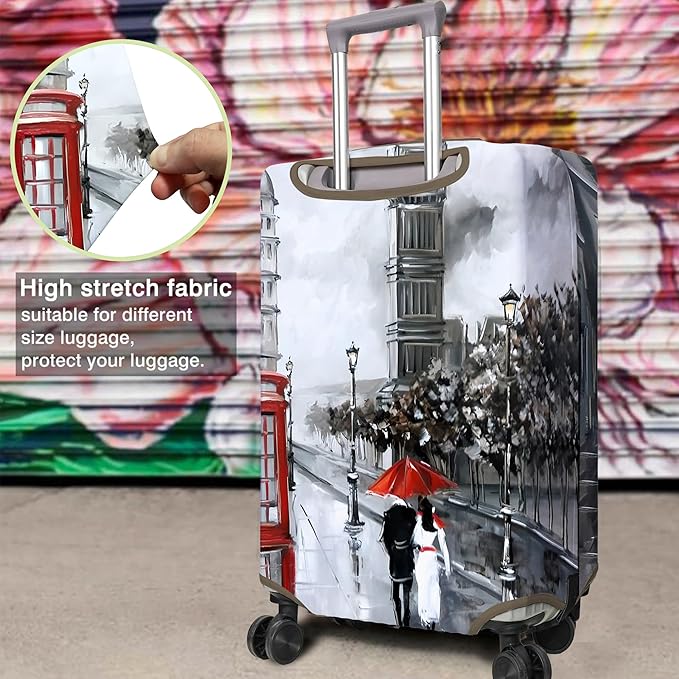 Travel Luggage Cover Suitcase Protector Fits 18-32 Inch Wheel Covers PatternedTravel Related Items Flower Luggage Protector Elastic S