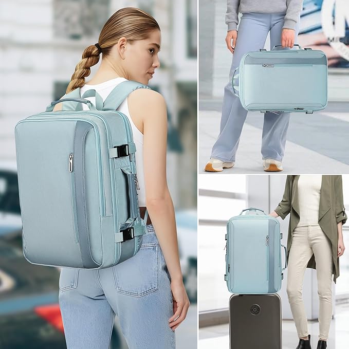 PIJUSHI Travel Backpack for Women Expandable Carry on Luggage Backpack Airline Approved Personal Item Laptop Bag(PE034 Blue)