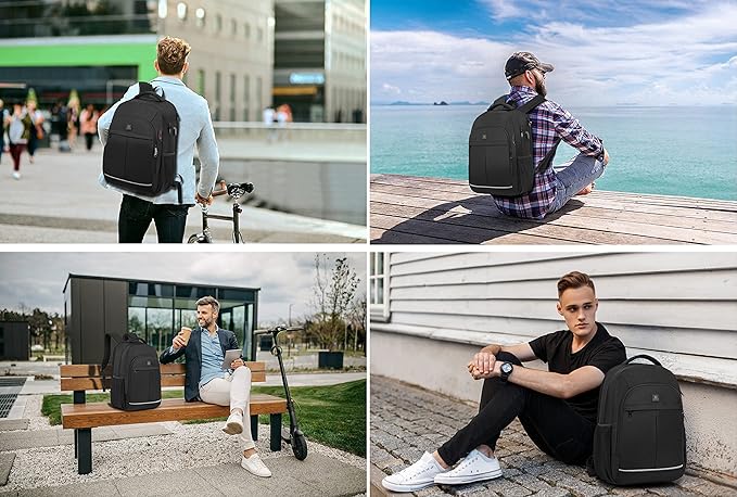 Backpack, Laptop Backpack, Carry on Backpack, Durable TSA Friendly Business Travel 17.3 Inch Laptop Backpack with USB Port, College School Bag Gift for Men Women Teens Bookbag, Black