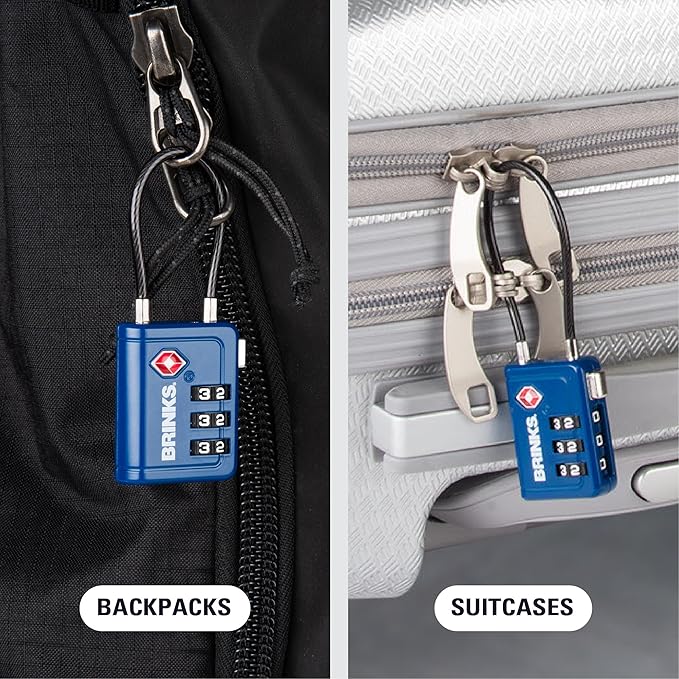 Brinks TSA Accepted Indicator Luggage Lock, Blue - Ressetable Combination, New More Secure TSA008 Key, 4 Pack