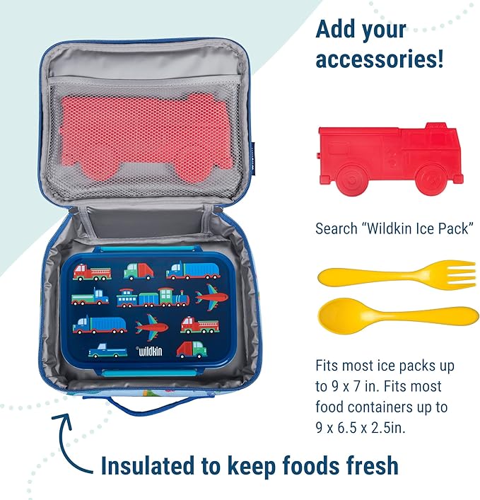 Wildkin Kids Insulated Lunch Box – Durable and Reusable for School & Travel - Modern Construction