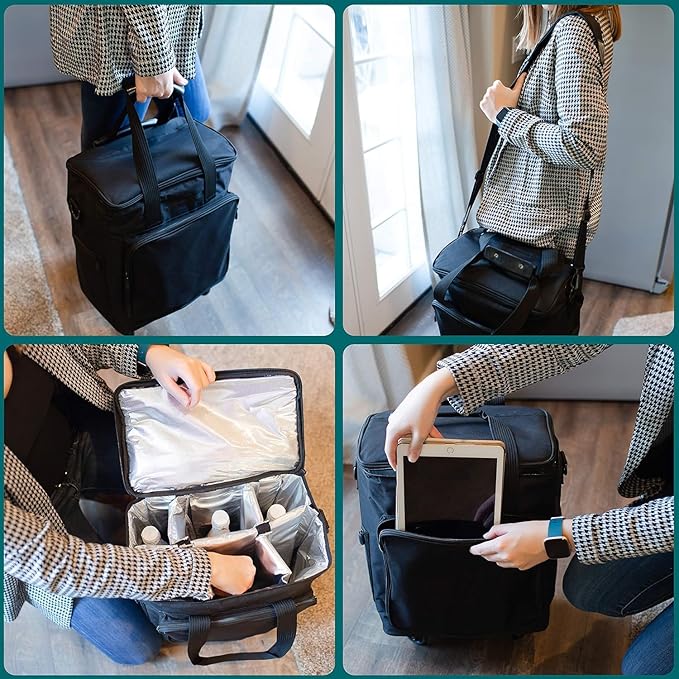 Wine Bags for Travel - 6 Bottle Wine Bag/Wine Carrier - Wine Luggage For Professionals and Consumers. 3-in-1 Wine Tote, Rolling Suitcase and Insulated Cooler Bag with Removable Dividers