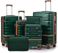 Luggage Sets Lightweight Hard Shell Suitcases with Spinner Wheels for Family Travel - Durable PC+ABS Material Carry On Luggage YKK Zippers (Dark Green, 6 Piece Sets (18/20/24/28/DB/TB))