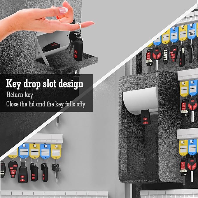 WeHere 56 Keys Lock Box, Key Cabinet with Key Drop Slot, APP Bluetooth/OTP/Wi-Fi, Fixed Code/Key Unlock, Large Key Return Box for Hotel,Car Dealerships,Realtors,Office,School