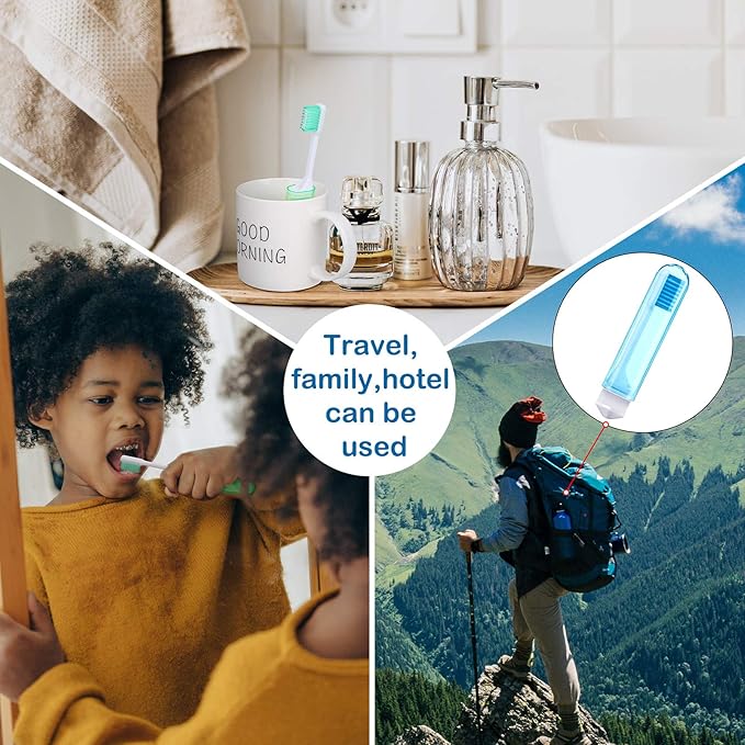 Patelai 4 Pieces Travel Toothbrush Set, Soft Bristle Mini Foldable Tooth Brush with Case, Individually Wrapped Small Portable Travel Size Toiletries Stuff for Camping (Bright Color)